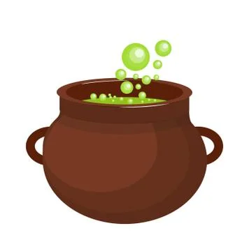 Pot with a potion icon flat style. Isolated on white background. Vector Stock Illustration