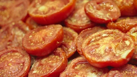 Pot of Sliced Tomato Stock Footage 119795590