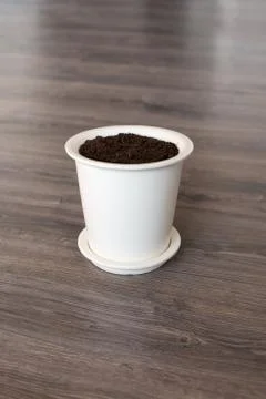 Pot with soil Stock Photos