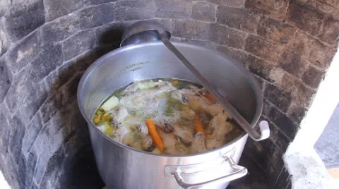 Pot of soup Stock Footage 24801429