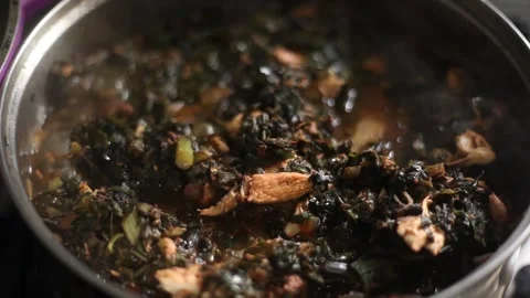 A pot of spicy vegetable soup Stock Footage 257343196