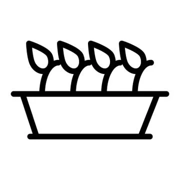 Pot sprouts line icon. Sprouts in long pot vector illustration isolated on white Stock Illustration