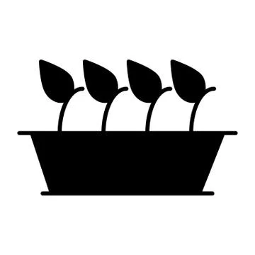 Pot sprouts solid icon. Sprouts in long pot vector illustration isolated on Stockillustratie