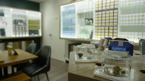 Pot store in canada weed on display for buyers Stock Footage 105880951