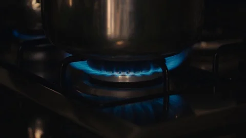 A pot on the stove, Slow Motion Video stock 128356410