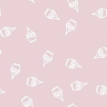 Pot strawberry plant line vector seamless pattern イラスト素材