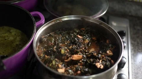 A pot of Vegetable Soup Stock Footage 257343190