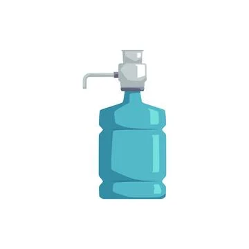 Potable plastic bottle with water filter pump, vector office purification system Stock Illustration