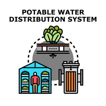 Potable water distribution system for urban agriculture Ilustración de archivo