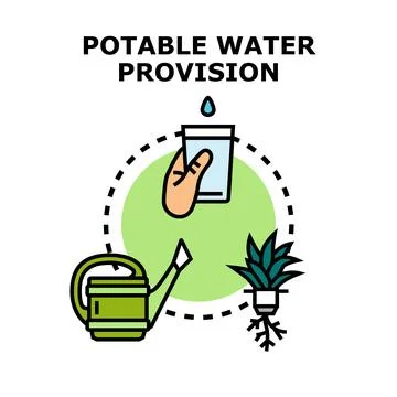 Potable water provision vector line icon concept Stock Illustration