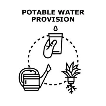 Potable water provision vector line icon concept Stock Illustration