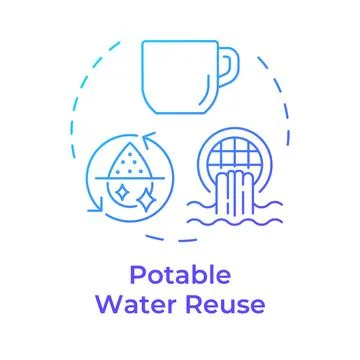 Potable water reuse blue gradient concept icon Stock Illustration