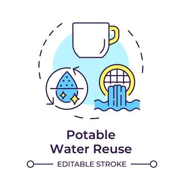Potable water reuse multi color concept icon Stock Illustration