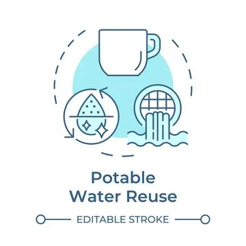 Potable water reuse soft blue concept icon Stock Illustration