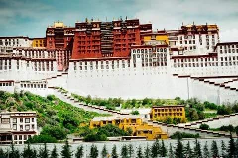 Potala Palace Time Lapse. Dalai lama place. Lhasa, Tibet Stock Photos