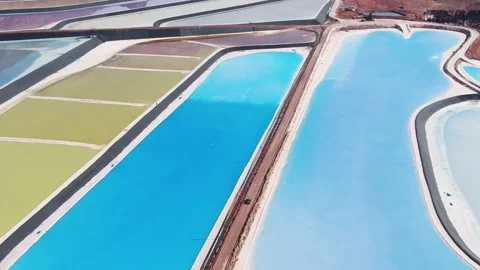 Potash holding ponds Stock Footage 147986334