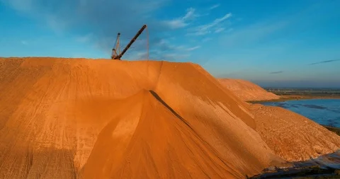 Potash salt ore extraction. Environmental pollution from industrial productio Stock Footage 116240762