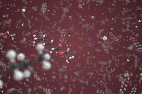 Potassium 2-ethyl hexanoate molecule made with balls, conceptual molecular model Stock Illustration