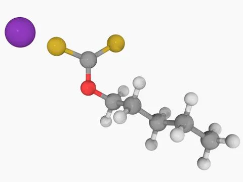 Potassium amyl xanthate molecule Stock Illustration