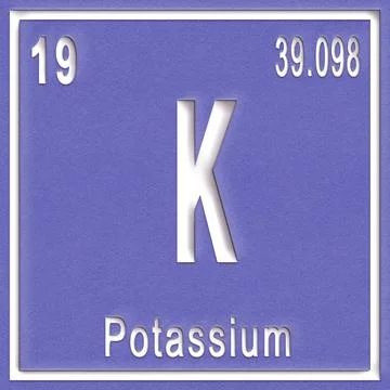 Potassium chemical element, Sign with atomic number and atomic weight Pota... Stock Photos