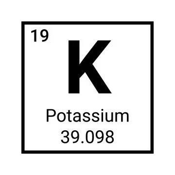 Potassium element periodic table symbol vector icon. Potassium chemistry element Stock Illustration
