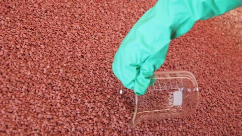 Potassium fertilizer grain with selective focus Stock Footage 171304698