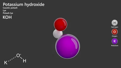 Potassium Hydroxide. Caustic potash. Gray background. 3D render Stock Footage 290516187