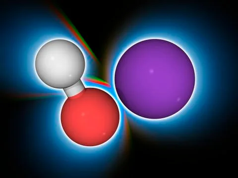 Potassium hydroxyde chemical compound molecule Stock Illustration