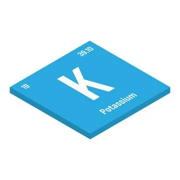 Potassium, K, periodic table element Stock Illustration