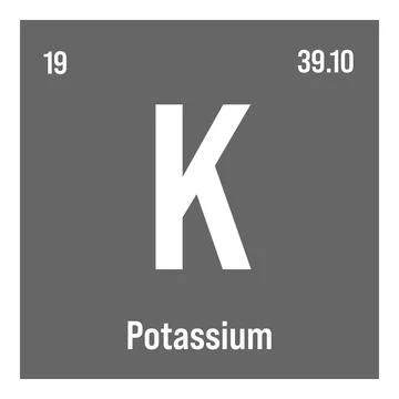 Potassium, K, periodic table element Stock Illustration
