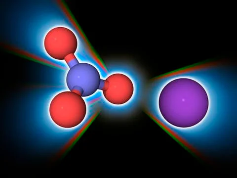 Potassium nitrate chemical compound molecule Stock Illustration