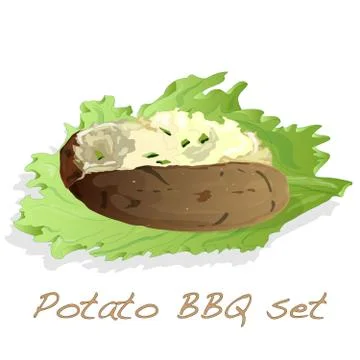 Potato BBQ illustration isolated. Stock Illustration