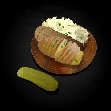 Potato BBQ illustration. Vector. Stock Illustration