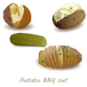 Potato BBQ illustration. Vector. Stock Illustration