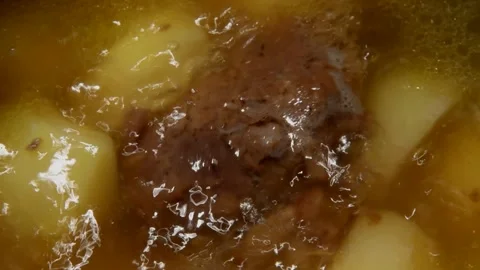 Potato with beef stew Stock Footage 252868600