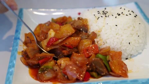 Potato Braised Beef Rice Dish Stock Footage 309596118