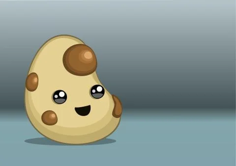 A potato character with negative space at the right to place text or whatever Ilustración de archivo