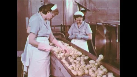 A potato chip factory in this 1960's industrial film. Stock Footage