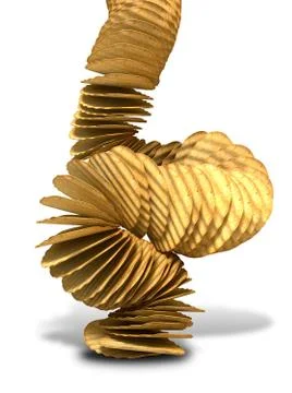 Potato chip stack falling Stock Illustration