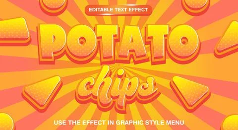 Potato chips 3d cartoon text style Stock Illustration