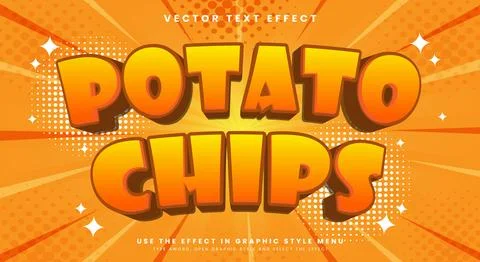 Potato Chips 3d Editable Text effect template Stock Illustration