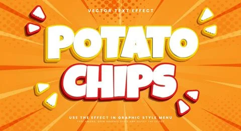 Potato Chips 3D editable text effect Template Stock Illustration
