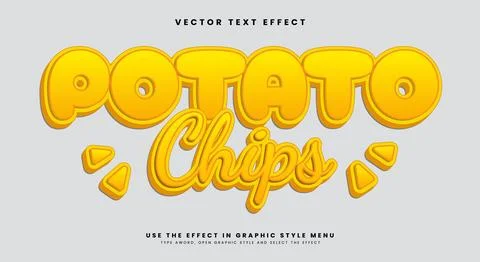 Potato Chips 3d editable text effect Template Illustrazione stock