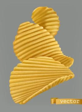 Potato chips. 3d realistic vector Stock Illustration