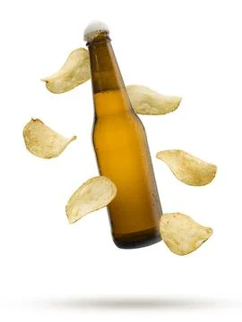 Potato chips and beer Stock Photos