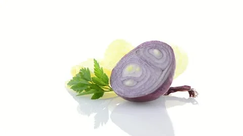 Potato chips and onion Stock Footage