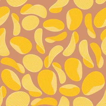 Potato chips background. Seamless pattern corrugated chips. Vector illustrati Stock Illustration