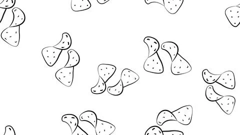 Potato chips background. Seamless pattern corrugated small piece. Vector illu Stock Illustration