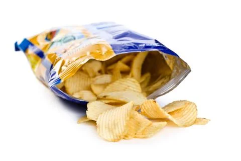 Potato chips in bag Stock Photos