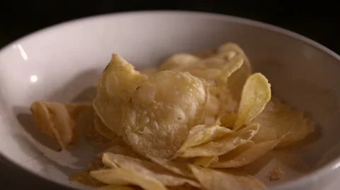 Potato Chips in Bowl Rotating Stock Footage 53030588